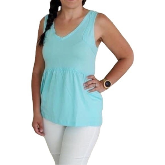 Nwt Matilda Jane Talk To Me Cotton Babydoll Tank Aqua - Picture 1 of 11